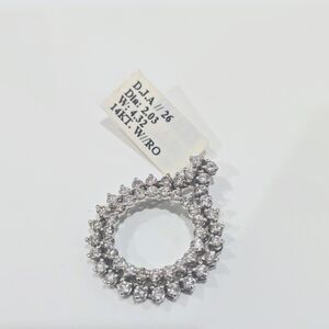 ✔️14K WG DOUBLE CIRCLE NATURAL DIAMOND PENDANT 2.03 TCW (50) ~ GH/VS-SI1